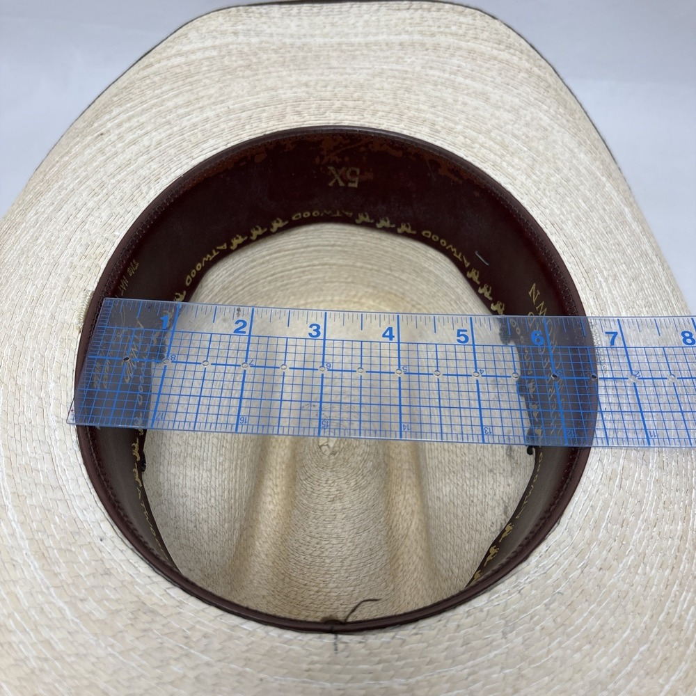 Atwood Western Hat 5X Ivory Straw Hereford Low Crown Long Oval Men Cowboy Mexico - Picture 11 of 12